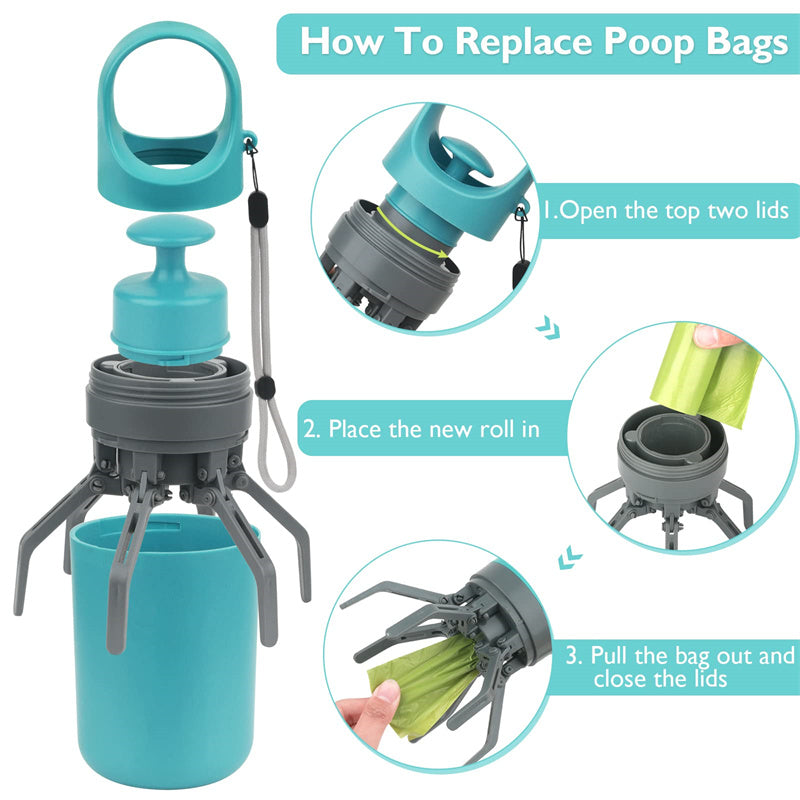 PORTABLE LIGHTWEIGHT DOG POOP SCOOPER WITH POOP BAG DISPENSER