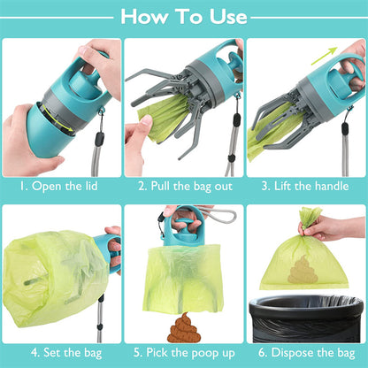 PORTABLE LIGHTWEIGHT DOG POOP SCOOPER WITH POOP BAG DISPENSER